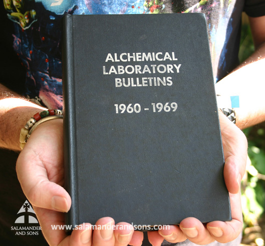 Bound volume of the Alchemical Laboratory Bulletins 1960-1969, from the collection of Paul Hardacre and Marissa Newell (photograph copyright © Salamander and Sons)
